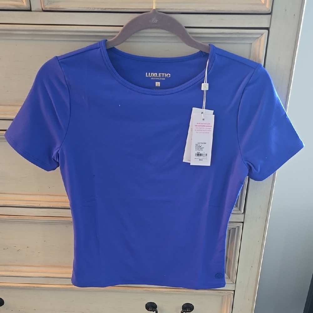 Luxeletio Blue Short Sleeve Top